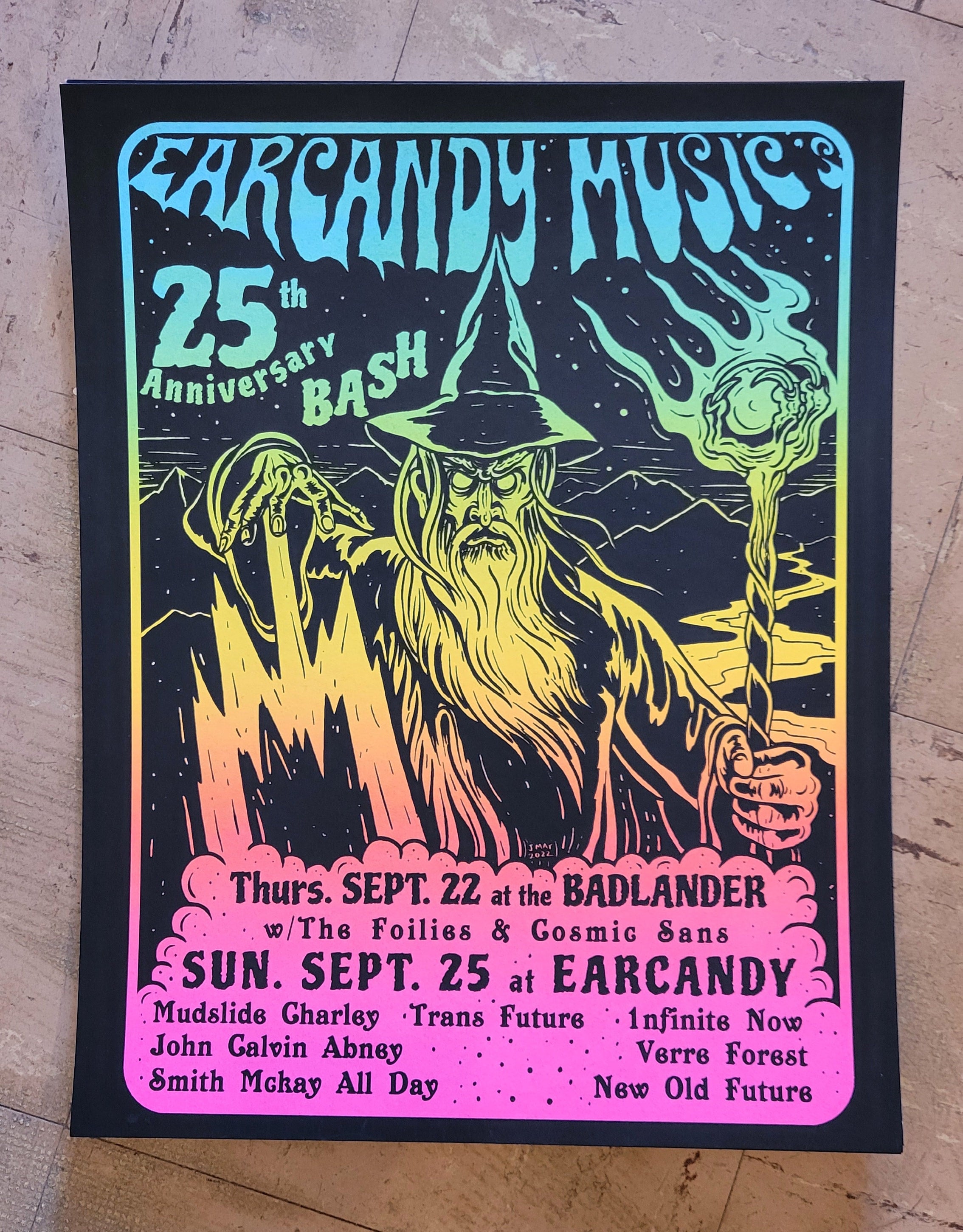 Ear Candy Music 25th Anniversary Screen Print- Rainbow Split